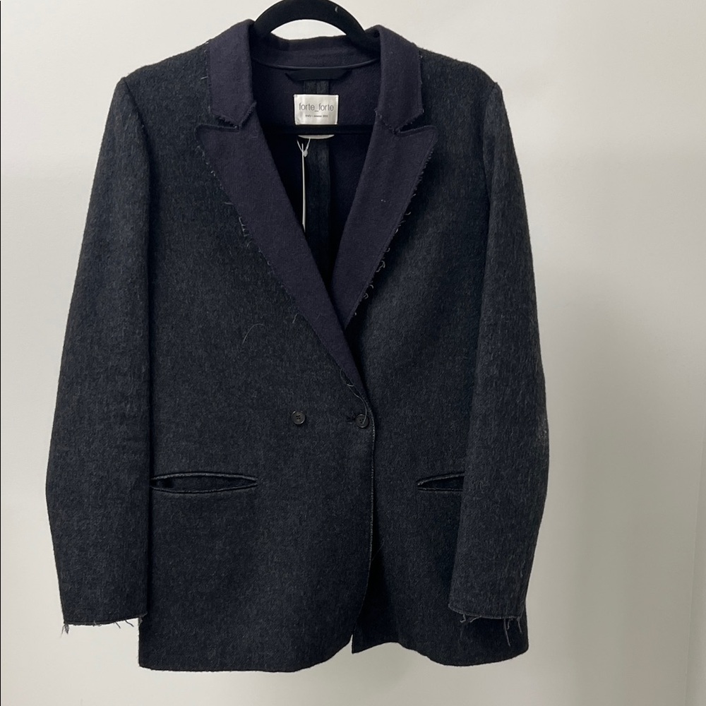 Forte Forte Charcoal Blazer with Purple Lapels